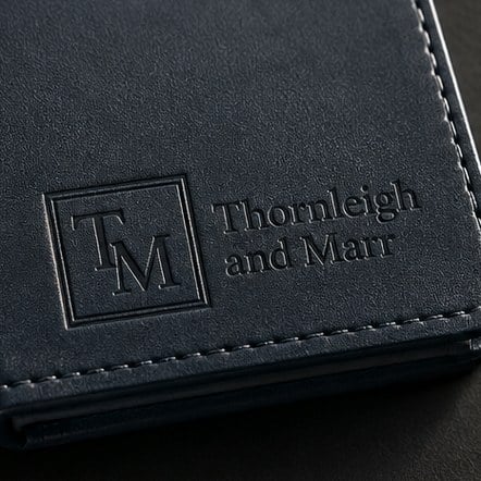 Branded check presenters with logo