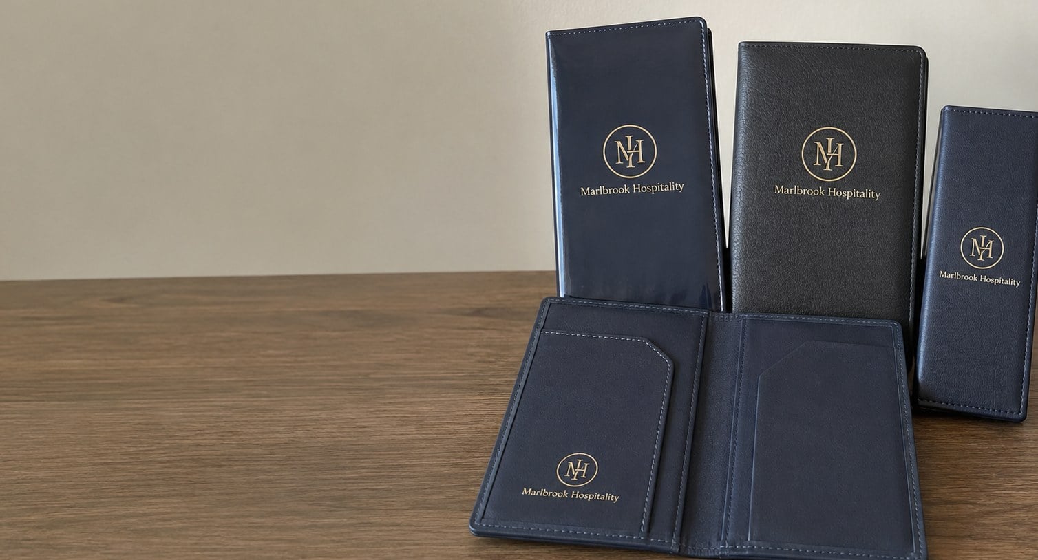 Custom printed check presenters with logo